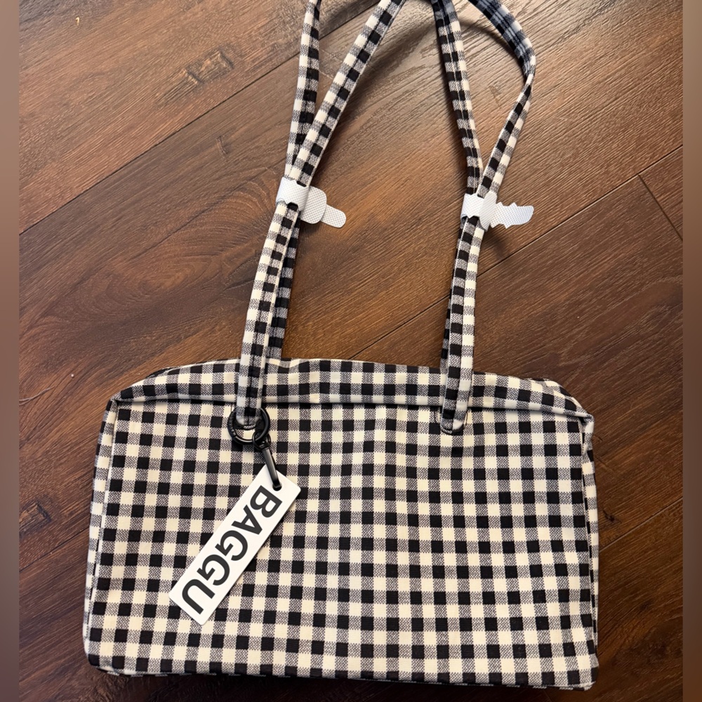 BAGGU Gingham Black and White Tote